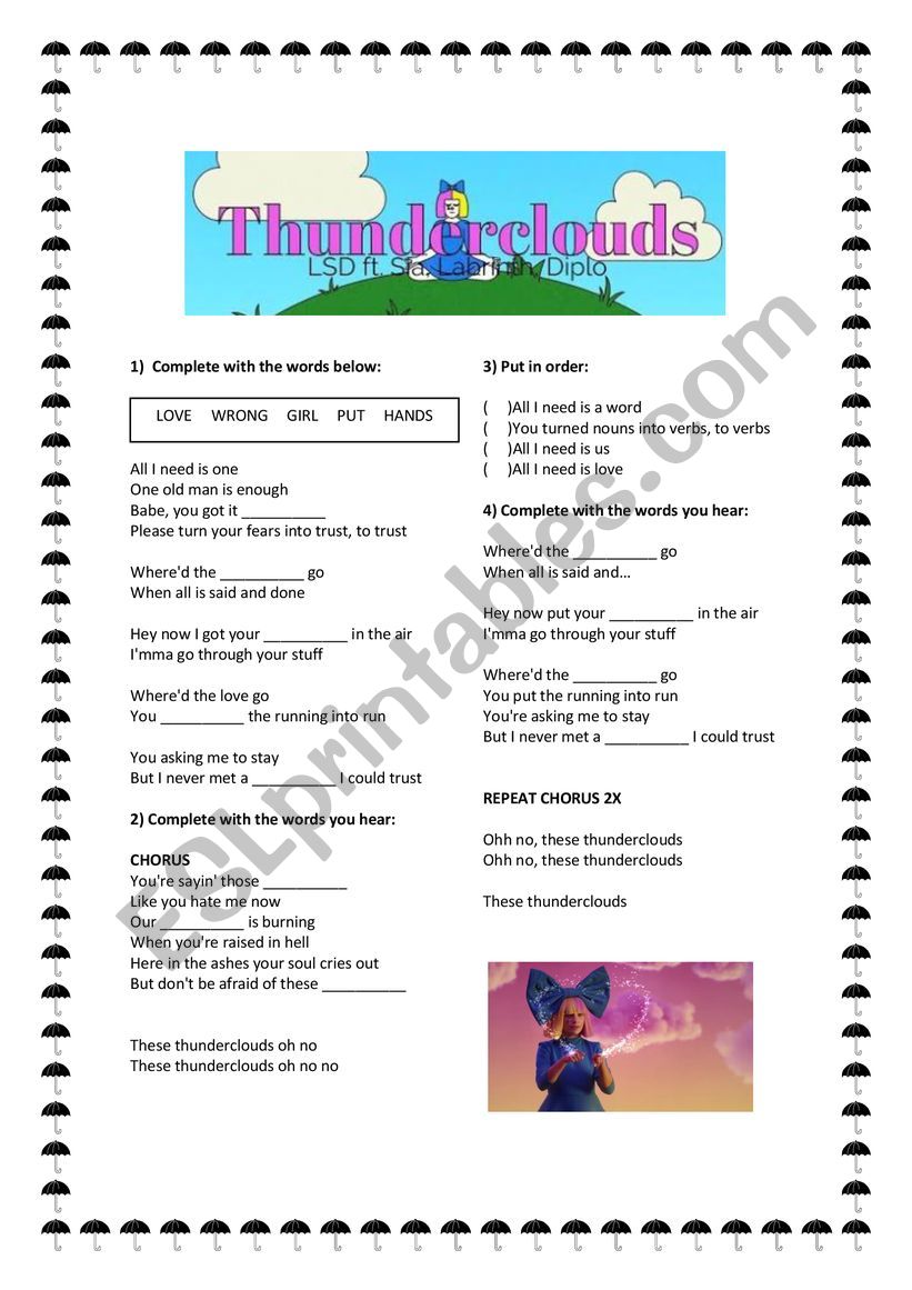Thunderclouds - LSD worksheet