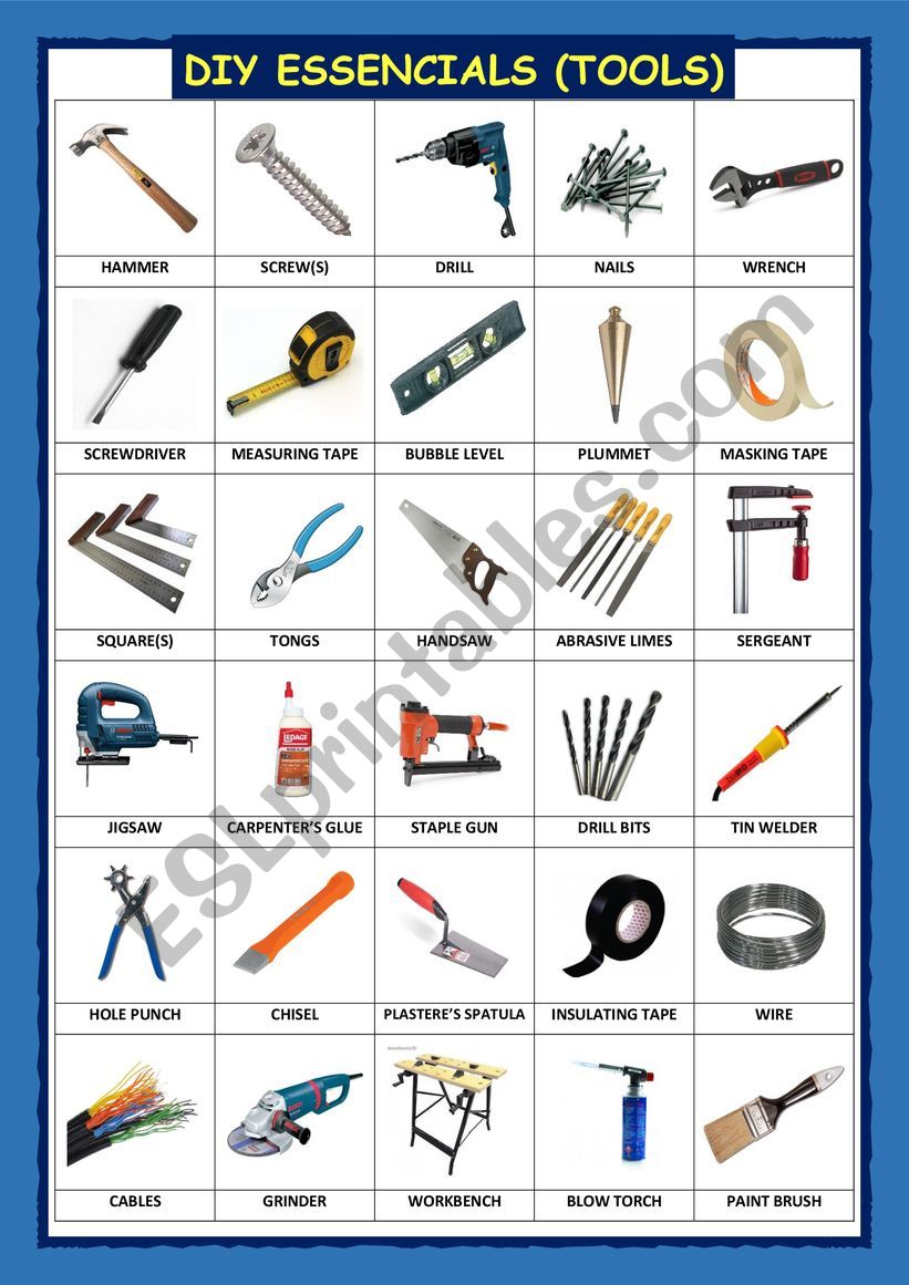 working TOOLS , THE ESSENSIALS FOR DIY WORK 