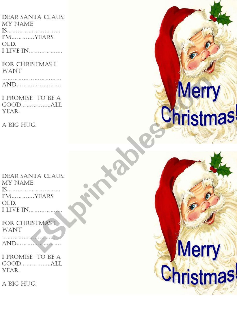 Letter to Santa Claus worksheet