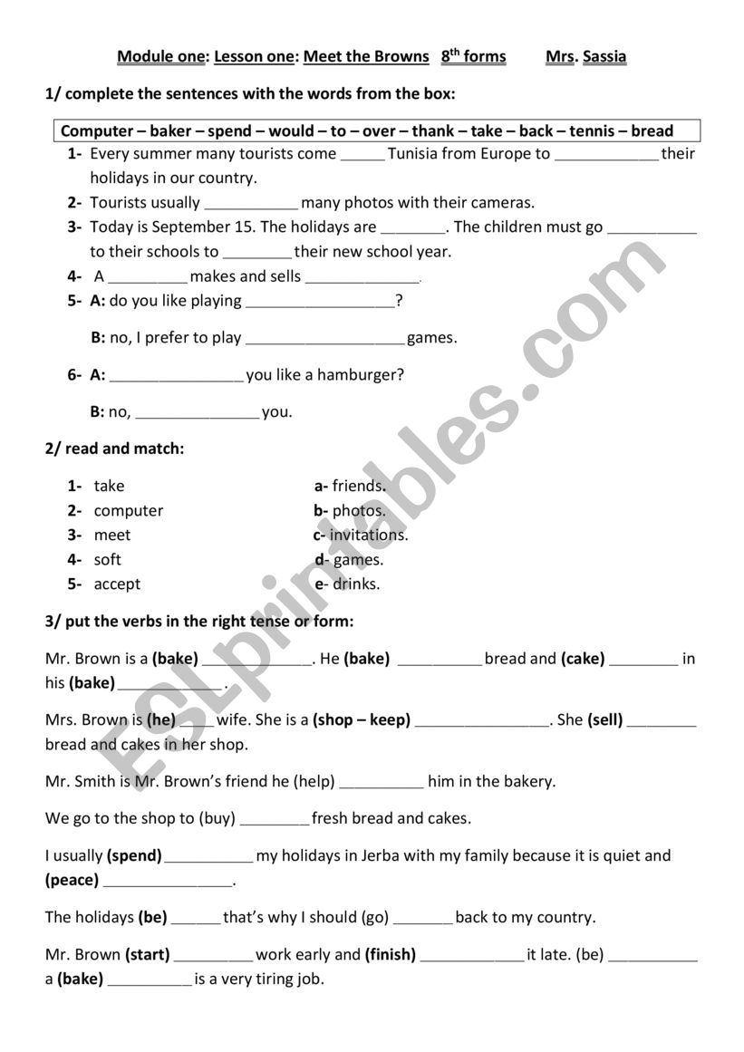 Module One Consolidation worksheet