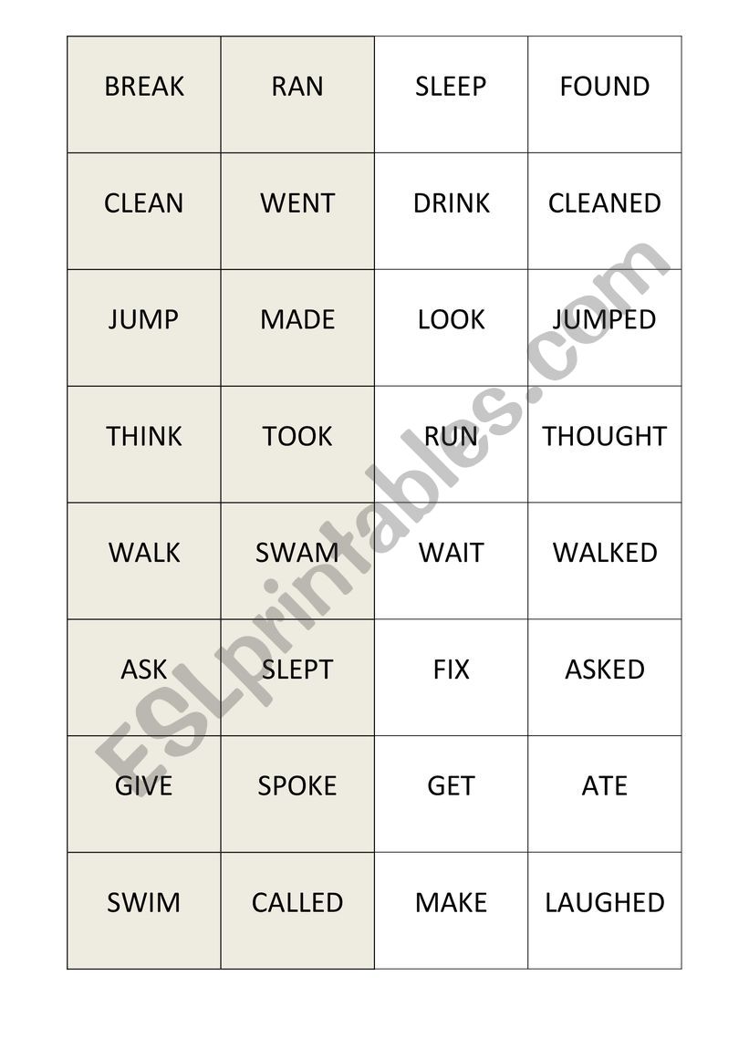 Domino past simple worksheet