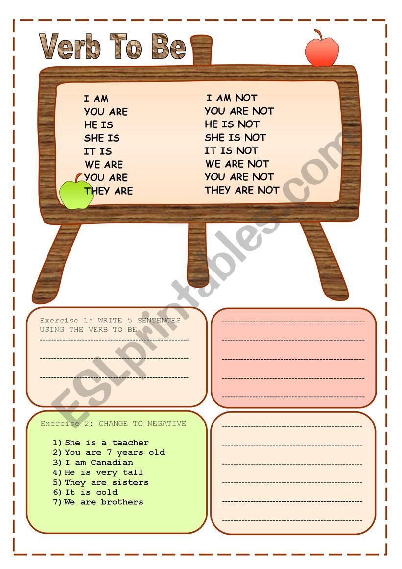 THE VERB TO BE FOR CHILDREN  worksheet