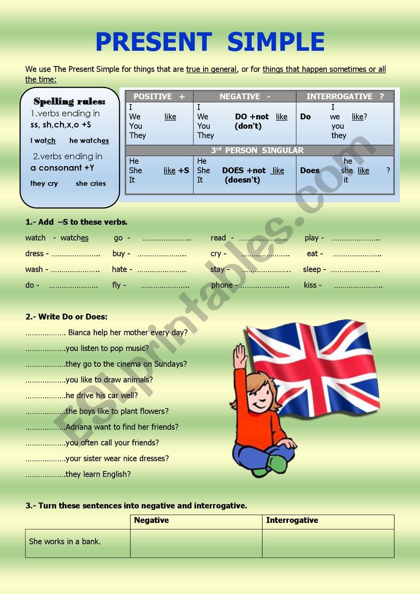 PRESENT SIMPLE worksheet