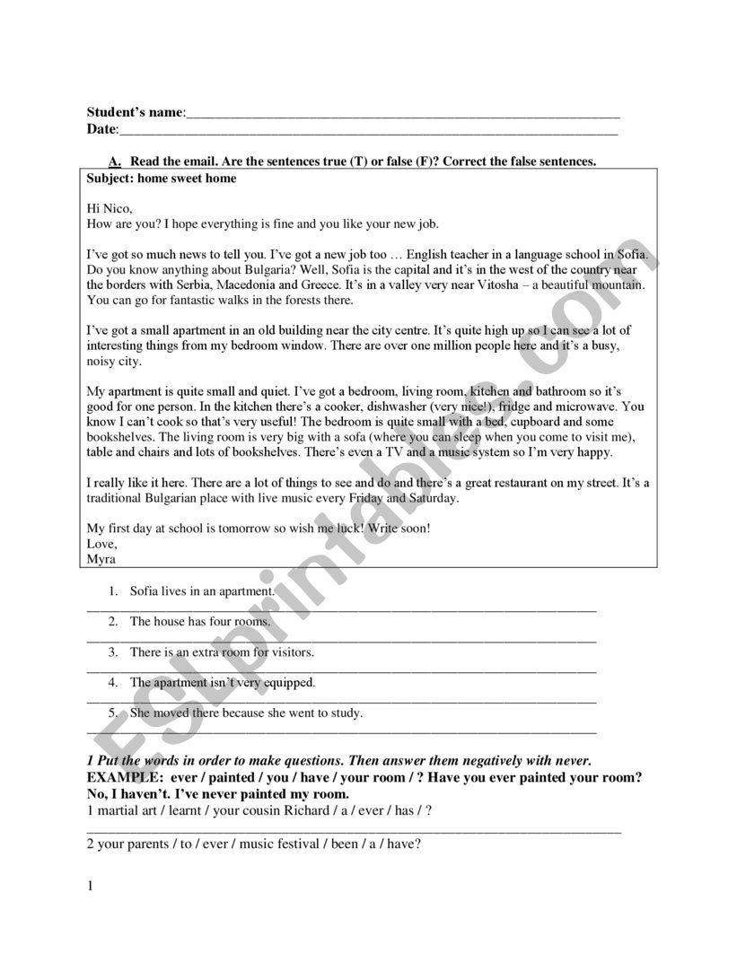 Present perfect  worksheet