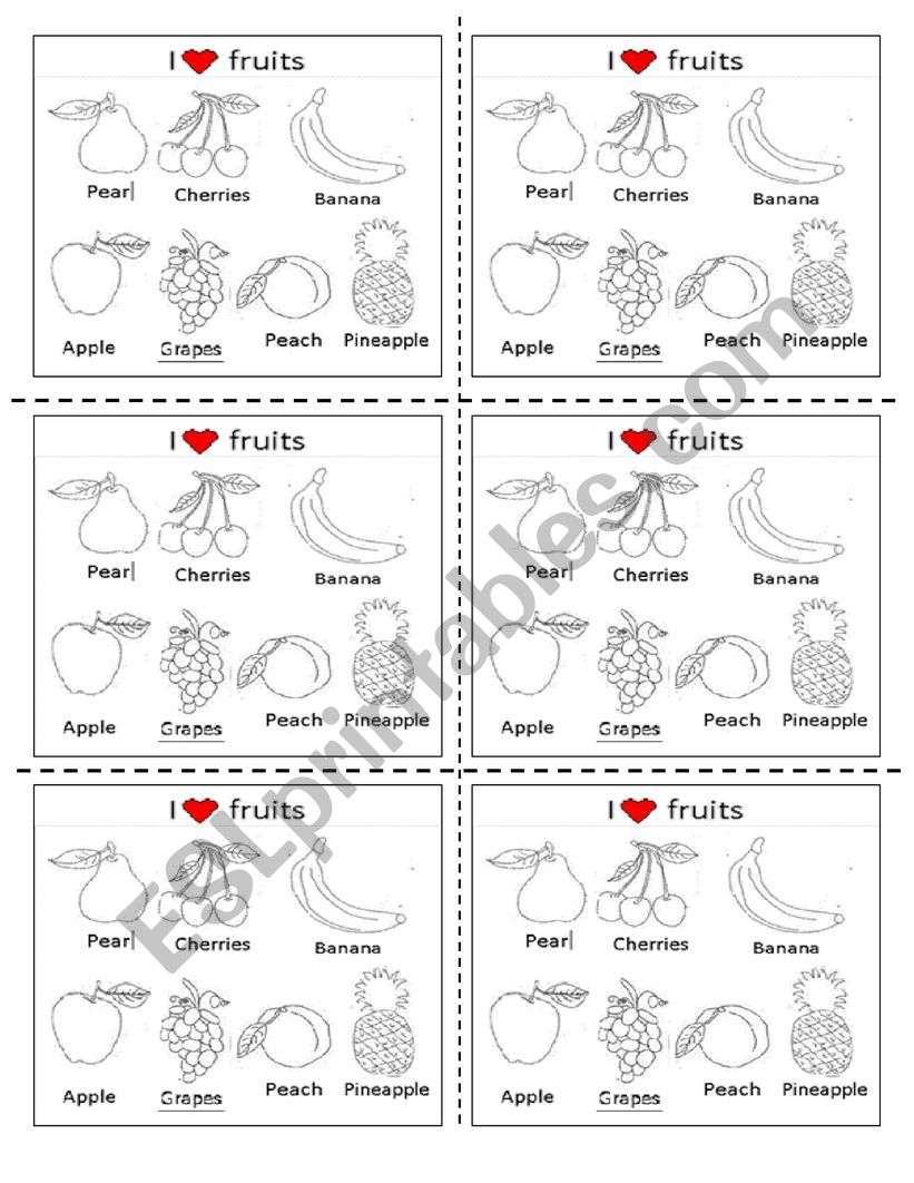 I Love fruits worksheet