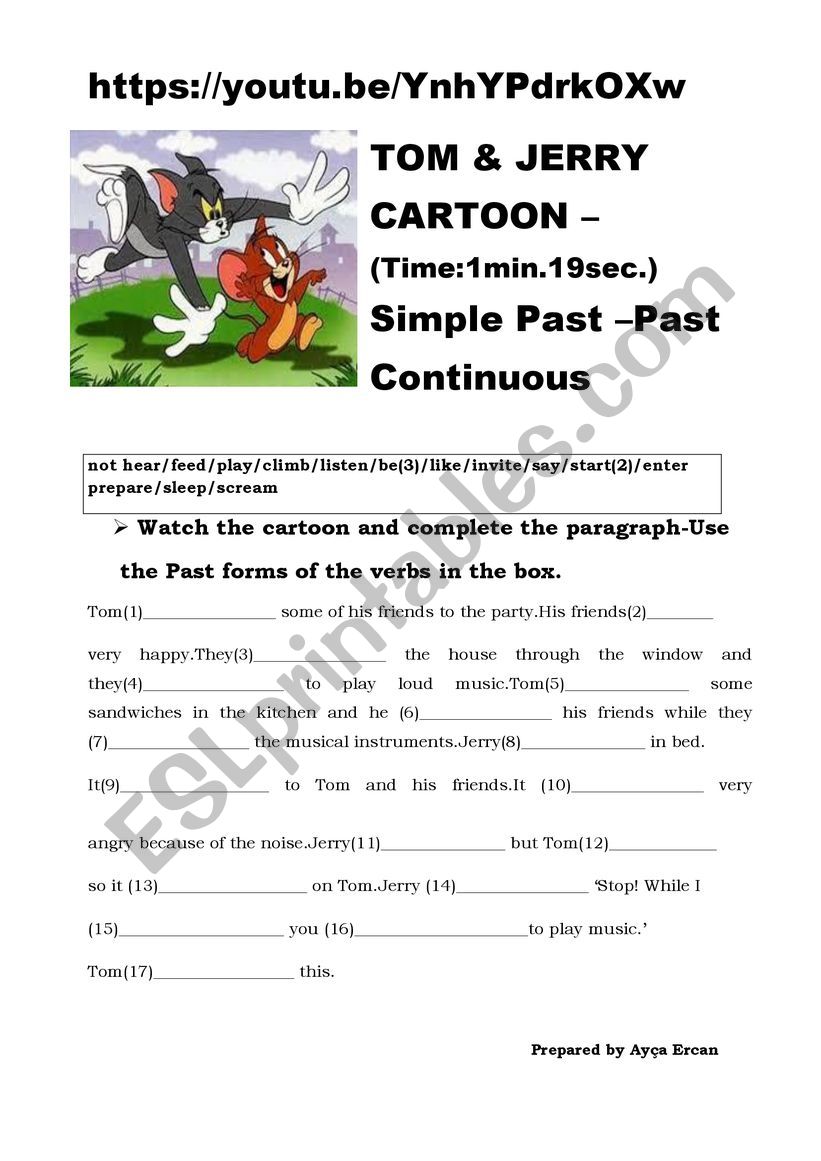 SIMPLE PAST&PAST CONT.VIDEO ACTIVITY-TOM&JERRY