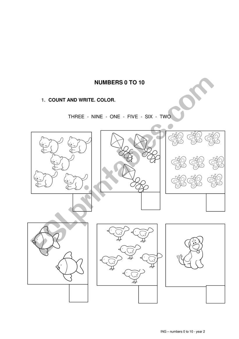 Numbers 1-10 worksheet