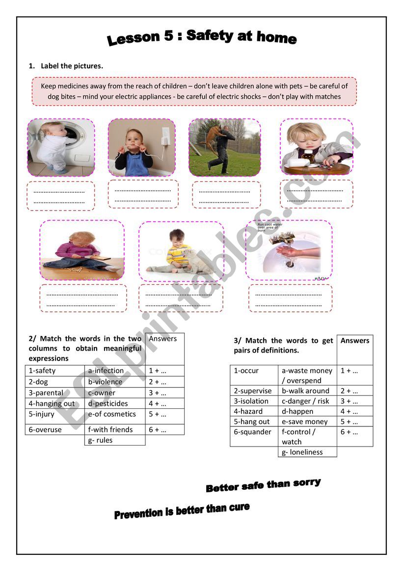 safety at home worksheet