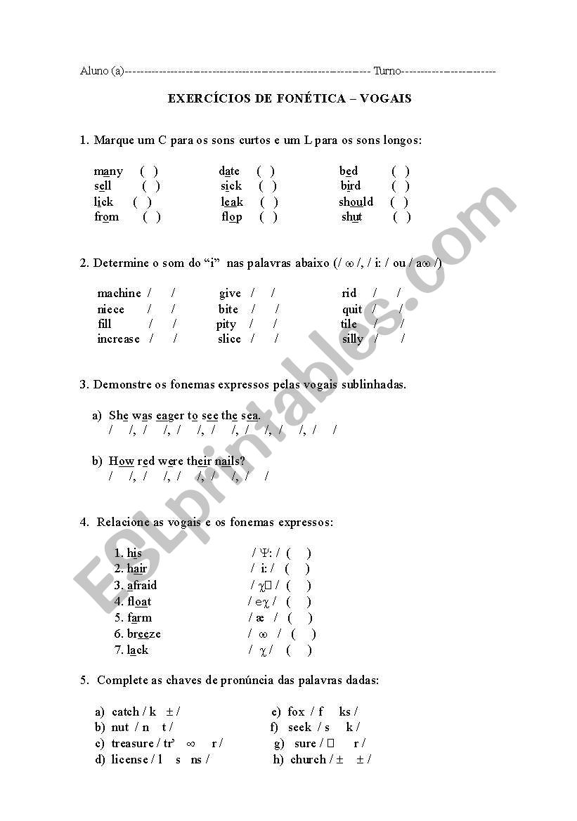 PHONETIC ACTIVITIES worksheet