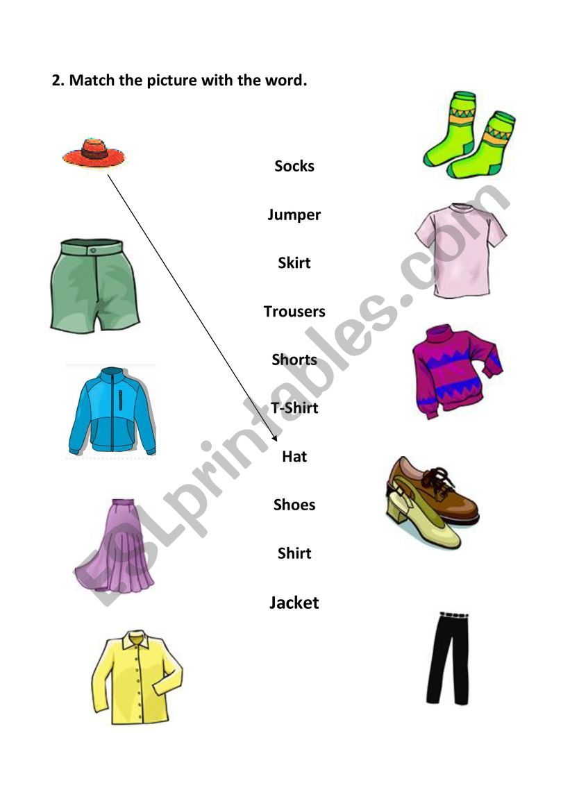 Match the clothes worksheet
