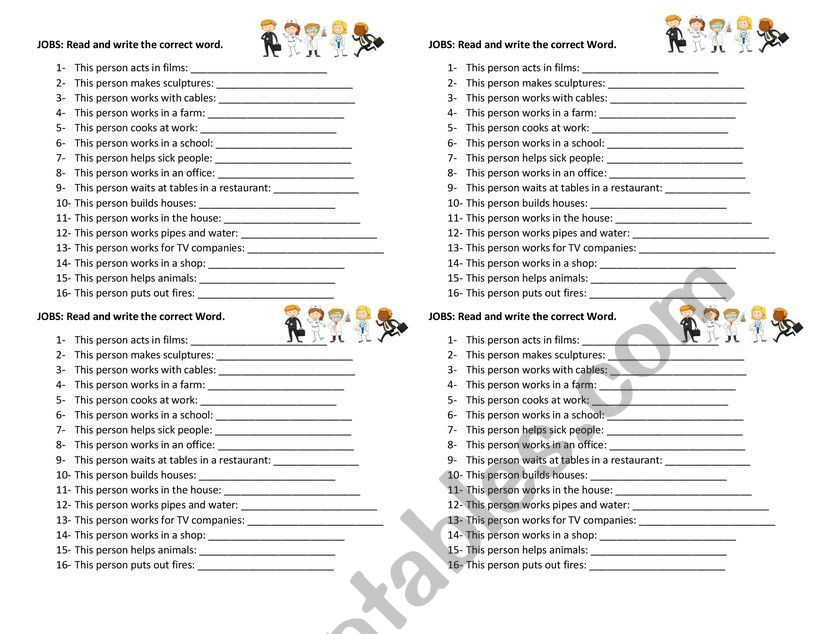 Jobs /Occupations worksheet