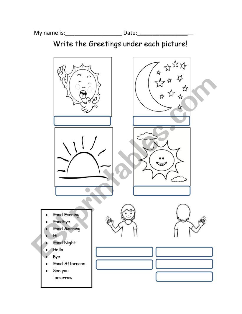 Greetings worksheet