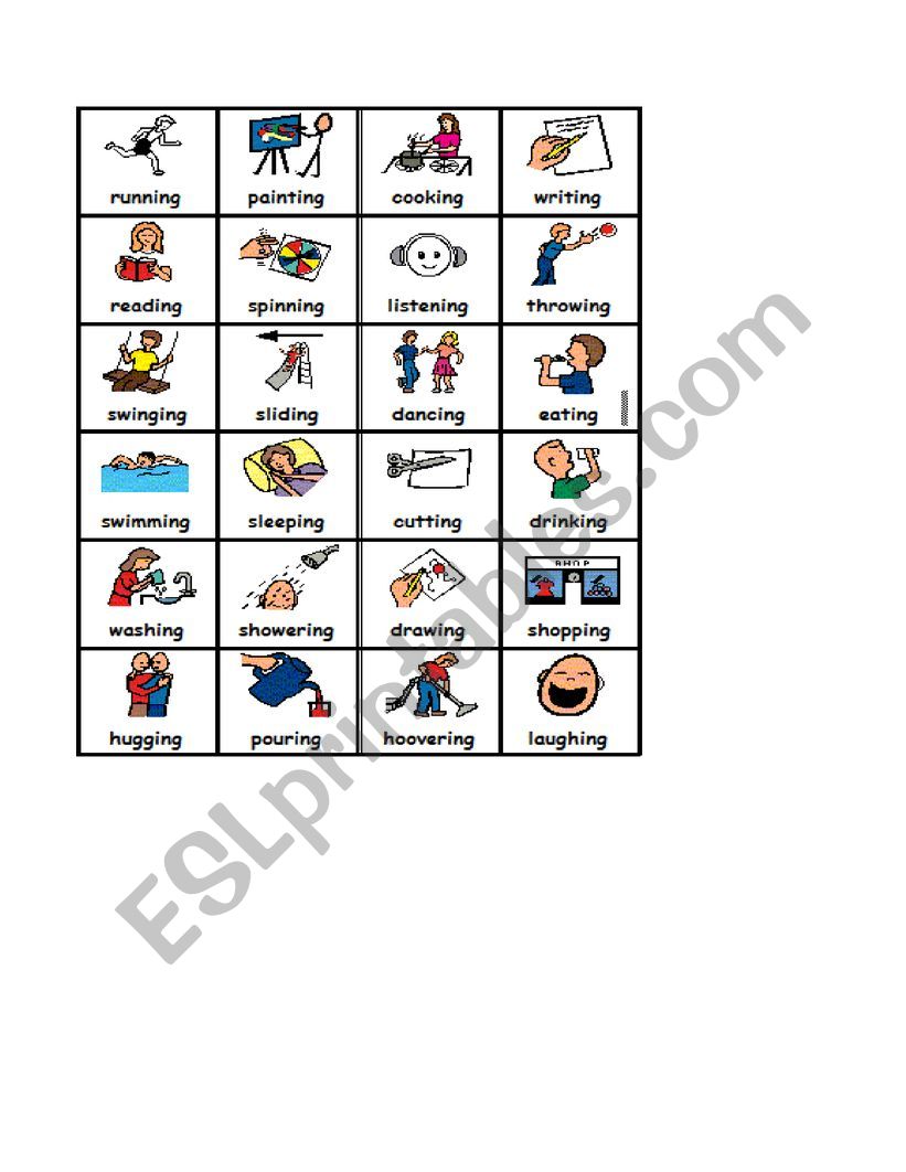 action verds worksheet