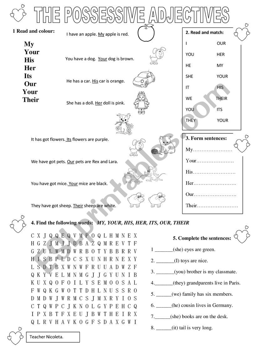 Possessive adjectives worksheet