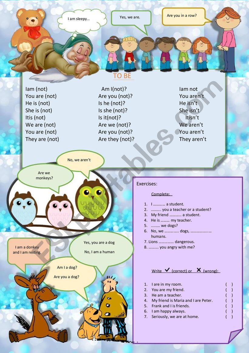 TO BE FOR CHILDREN worksheet