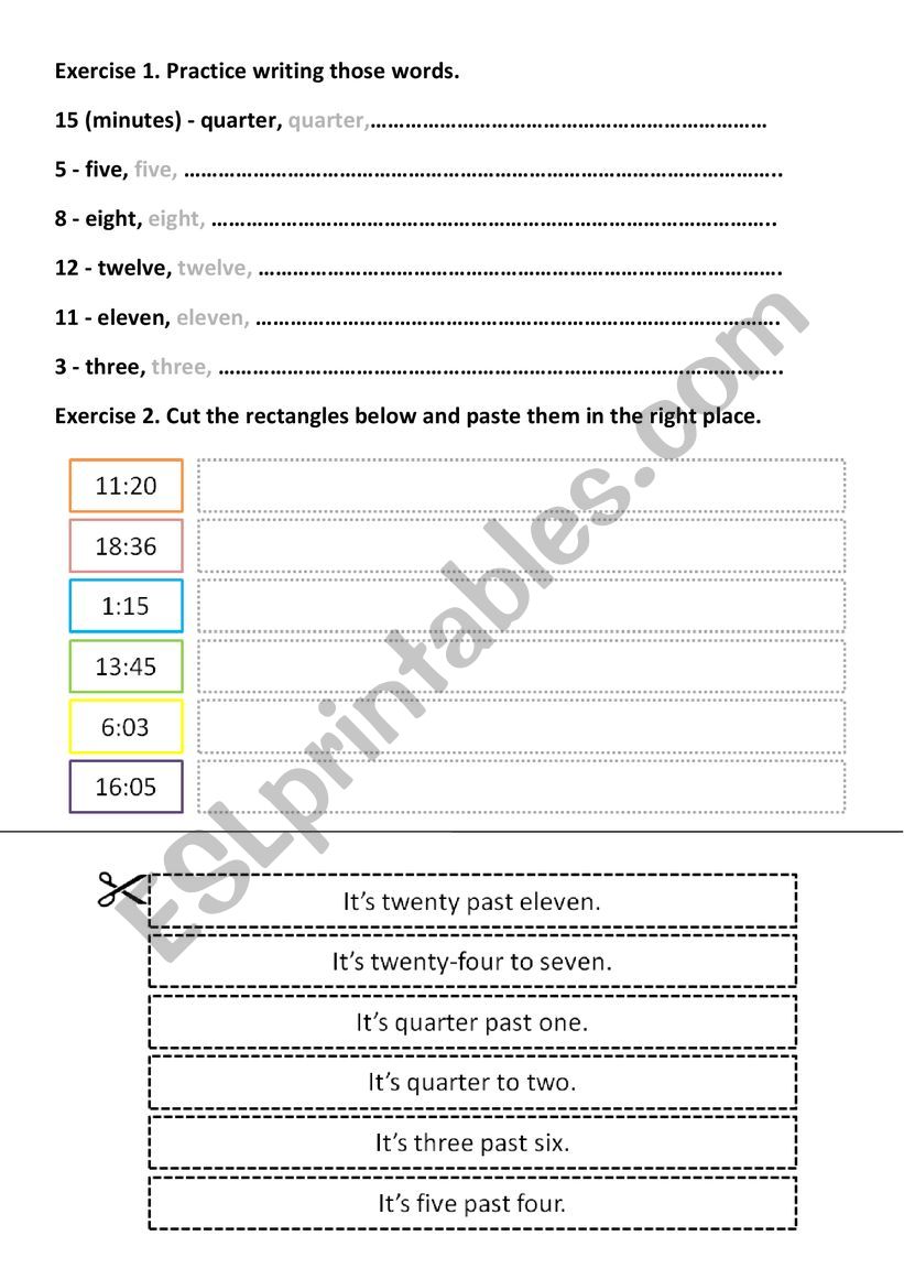 time and numbers worksheet