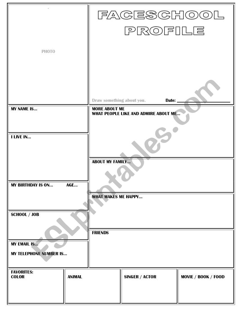 FACESCHOOL TEMPLATE worksheet