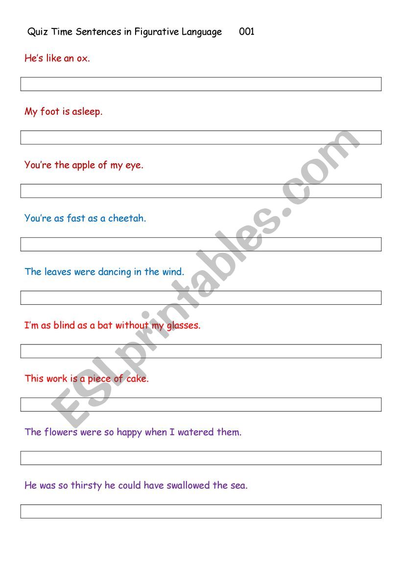 Figurative Language EASY Practice 001