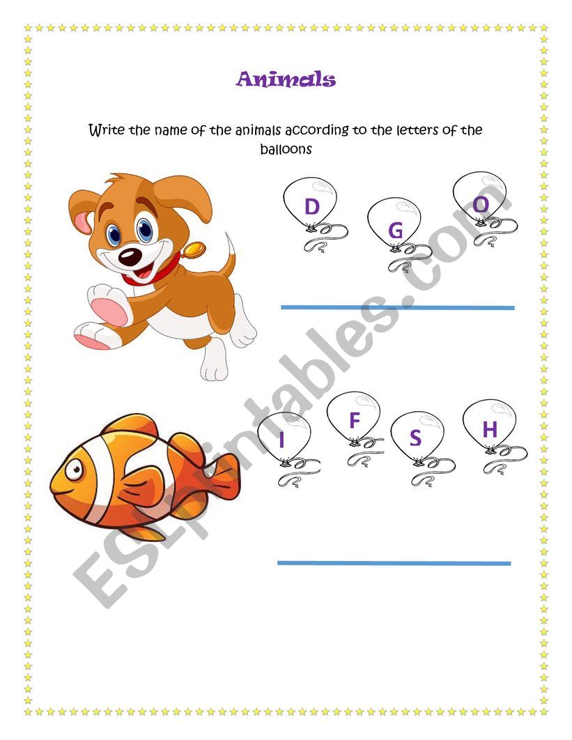 ANIMALS worksheet