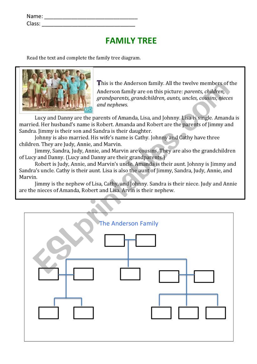 Family Tree worksheet