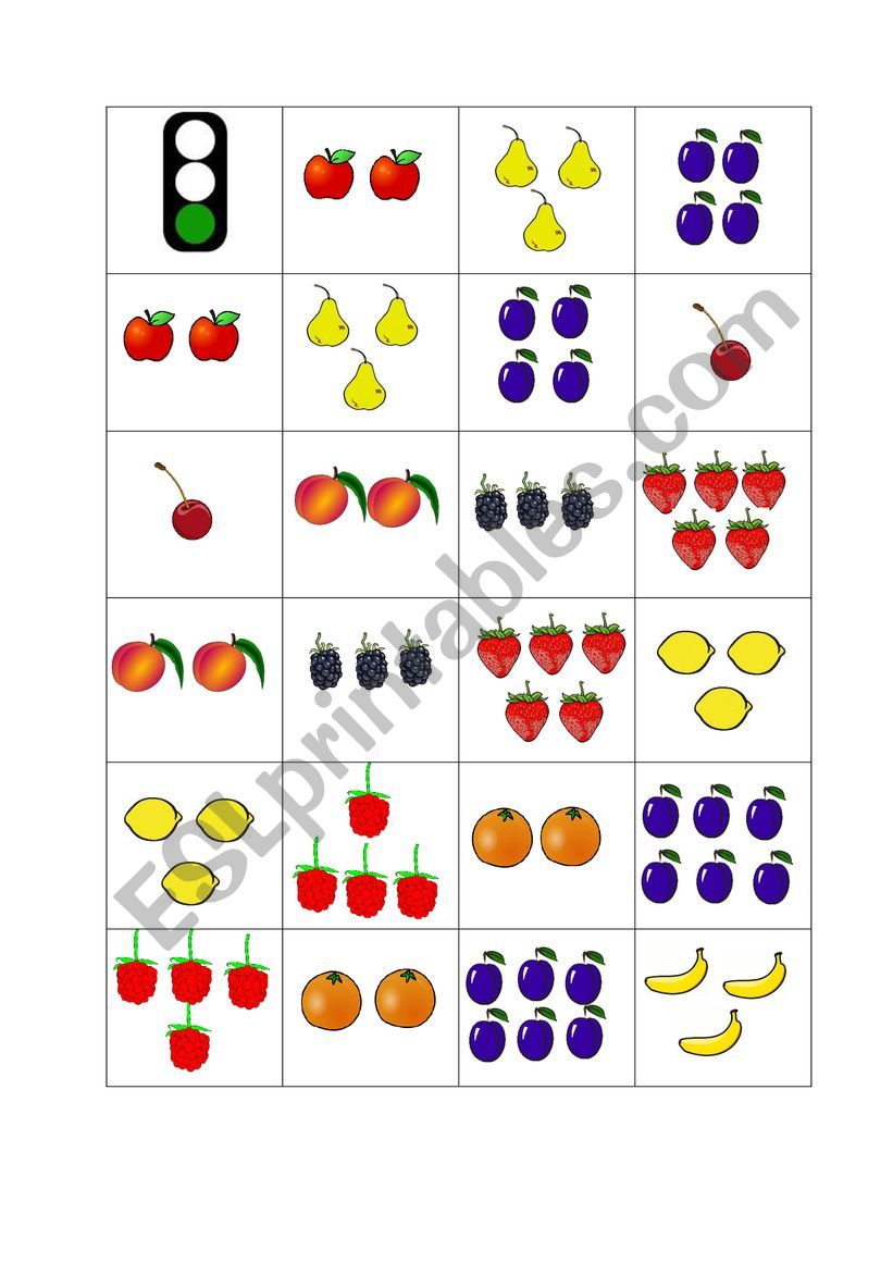 Fruit domino worksheet