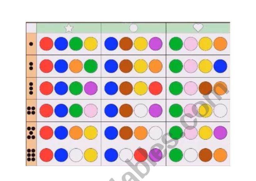 Colours game worksheet