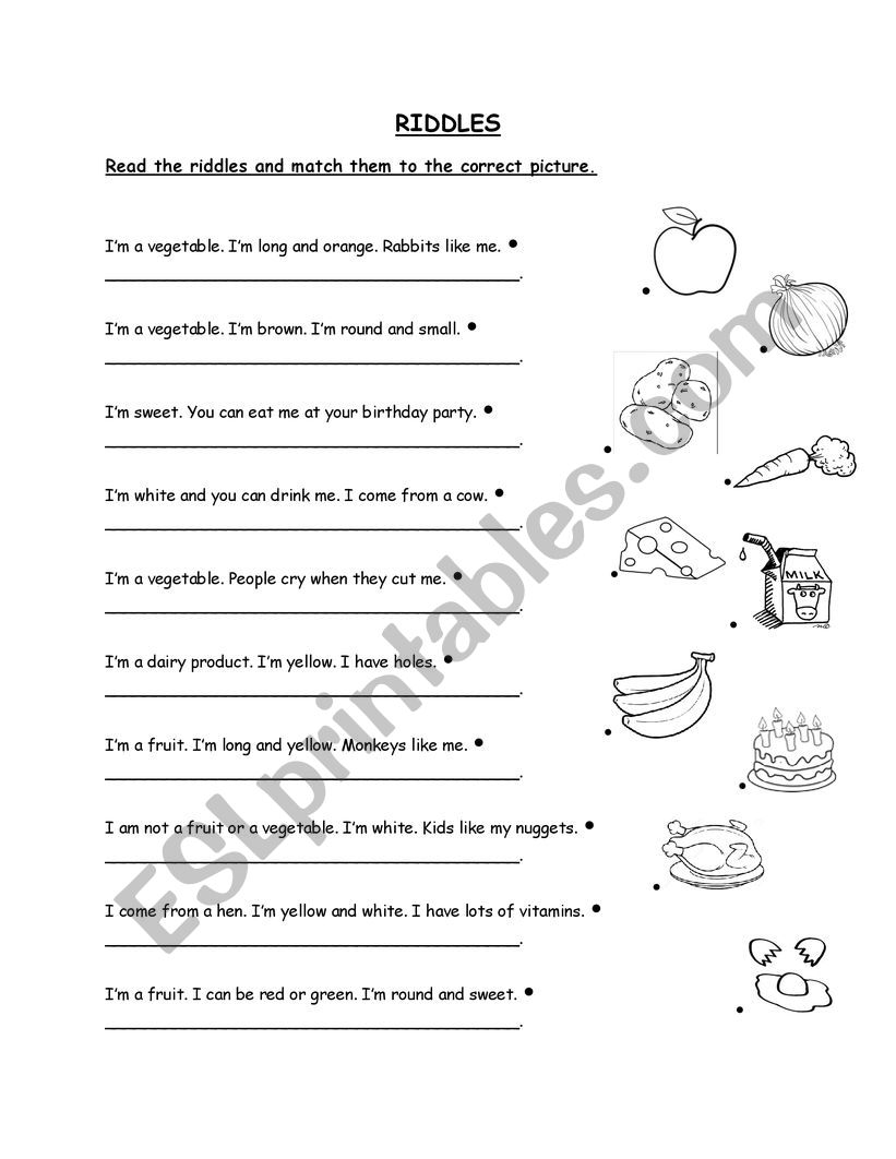 Food: riddles worksheet