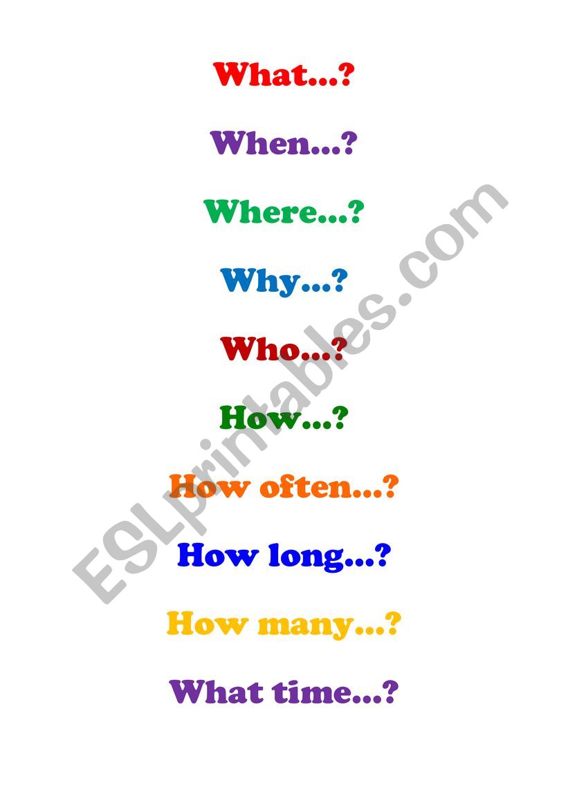 Question Words Present Simple Past Simple
