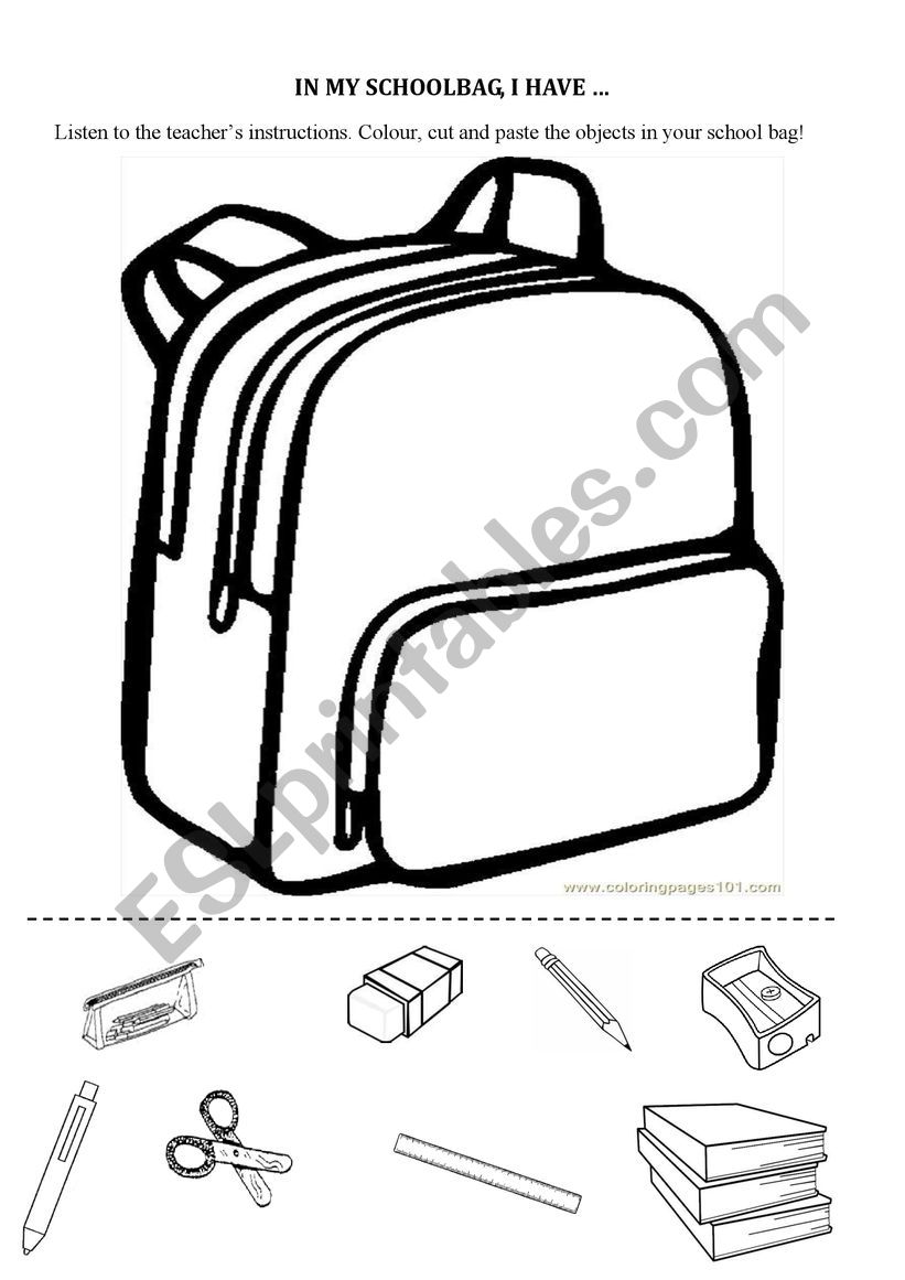 MY SCHOOLBAG worksheet