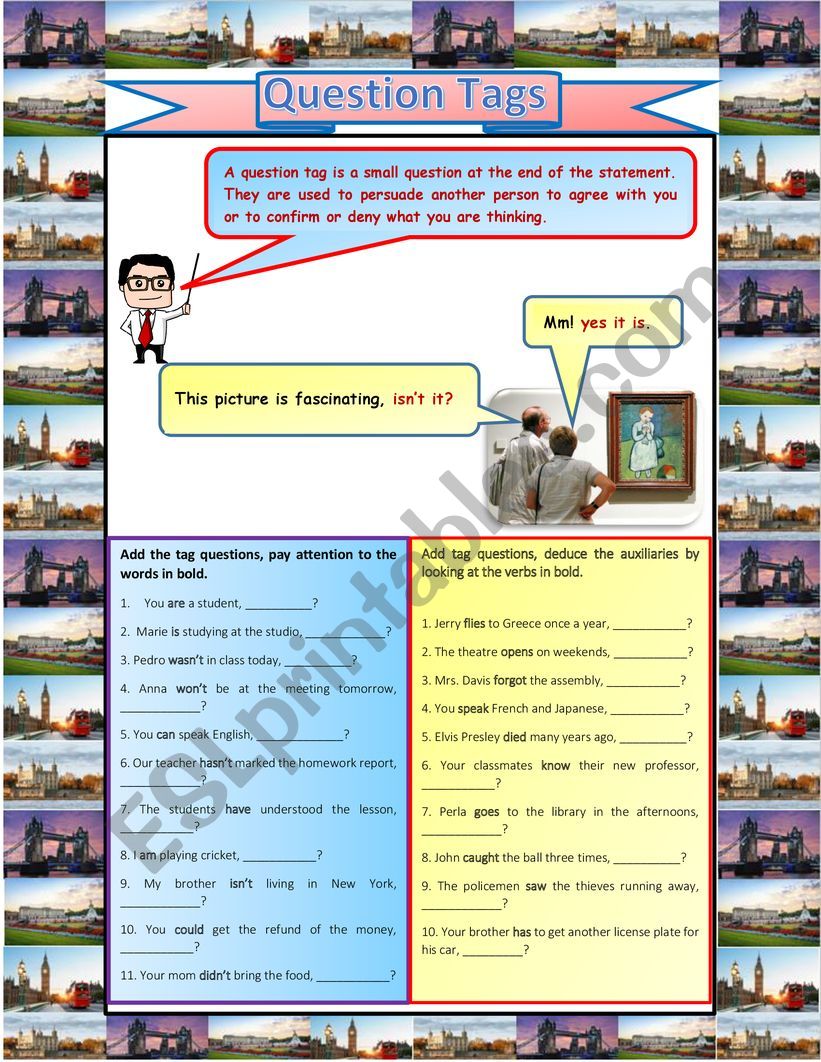 QUESTION TAGS PART I worksheet