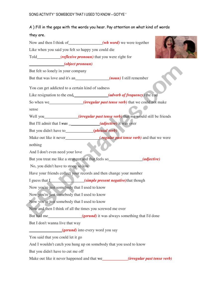 Song Worksheet 