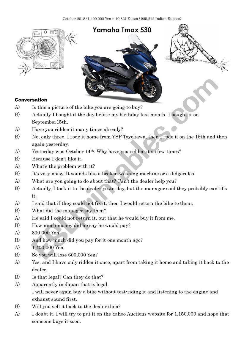 Intermediate - Conversation about my new motorbike