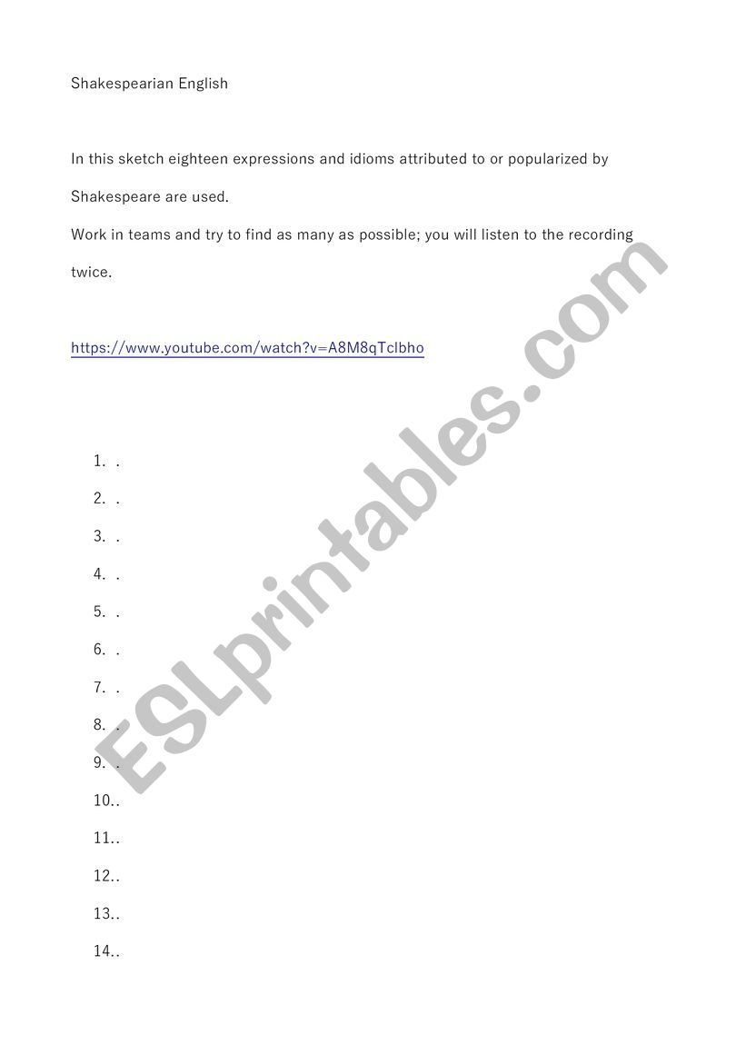 ShakespeareÂ´s idioms & expressions