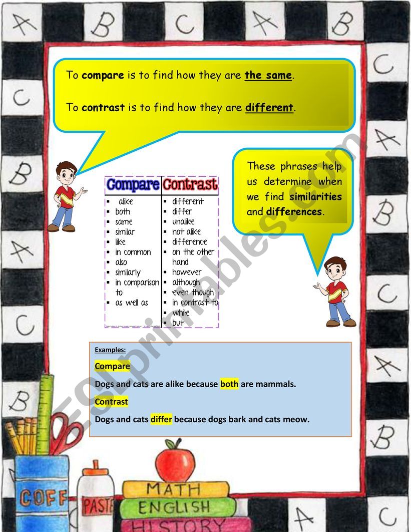 COMPARE AND CONTRAST worksheet