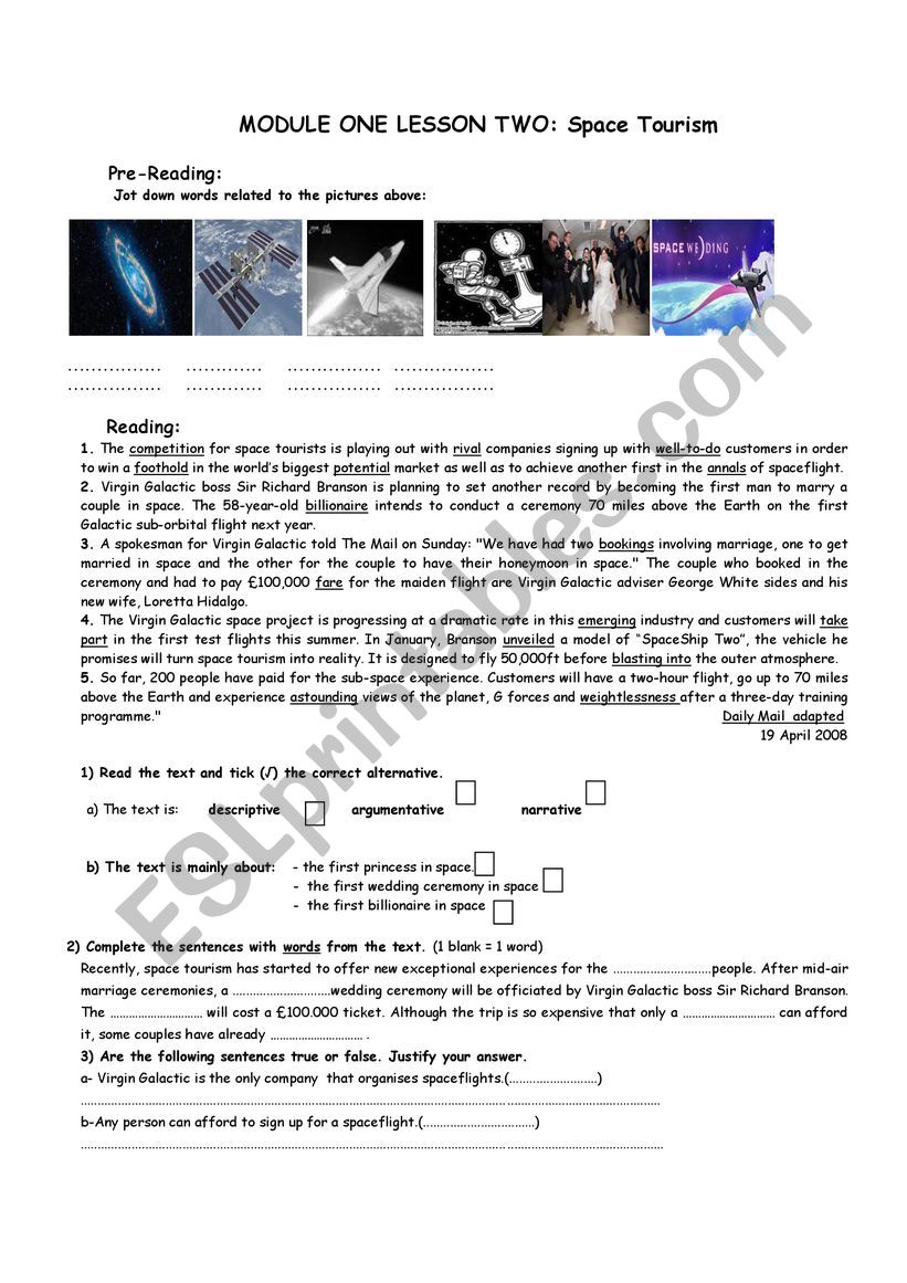 space tourism ks2 answer booklet