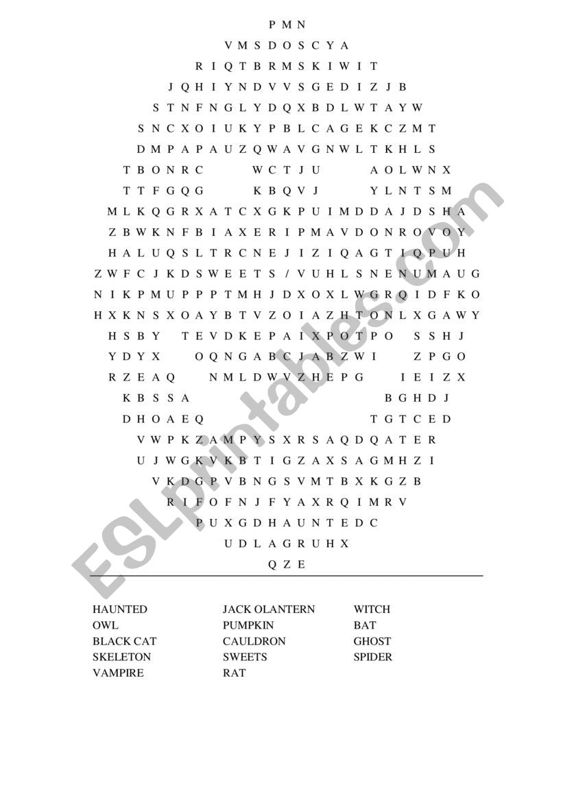 halloween wordsearch worksheet