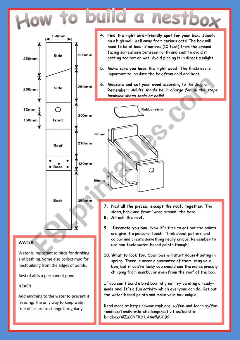 How to build a nestbox ! worksheet