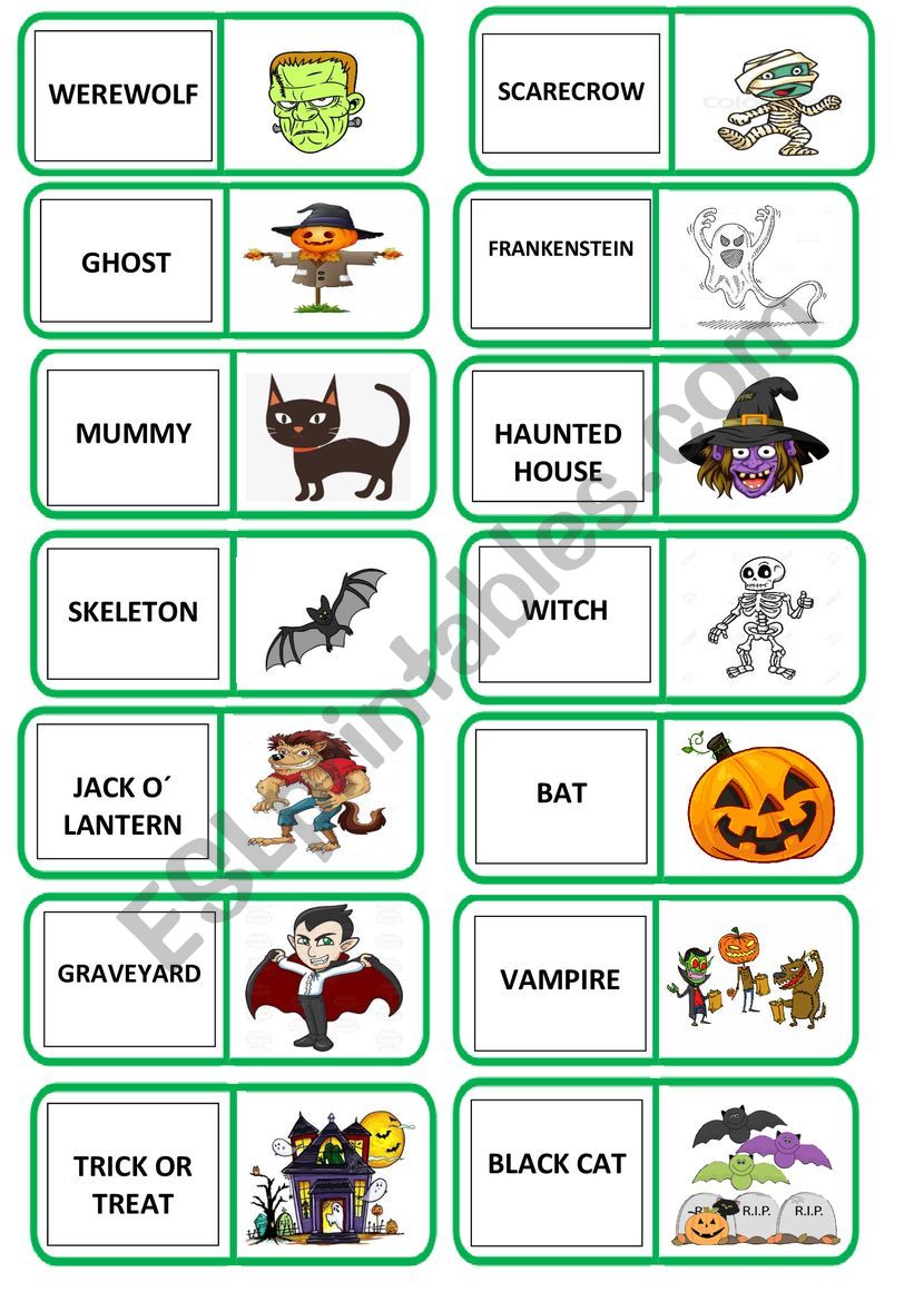 Halloween domino worksheet