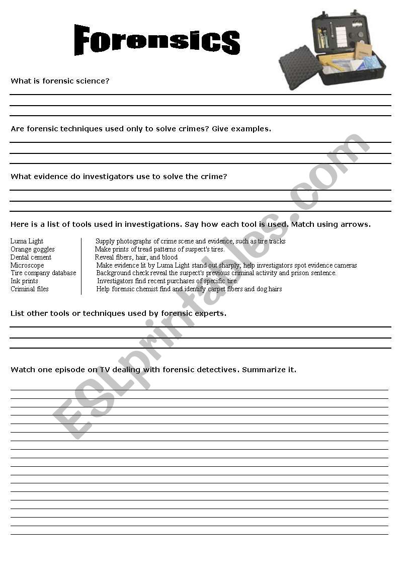 FORENSICS worksheet