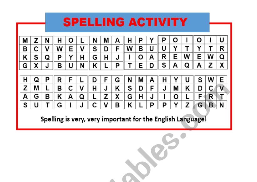 SpellingActivity worksheet