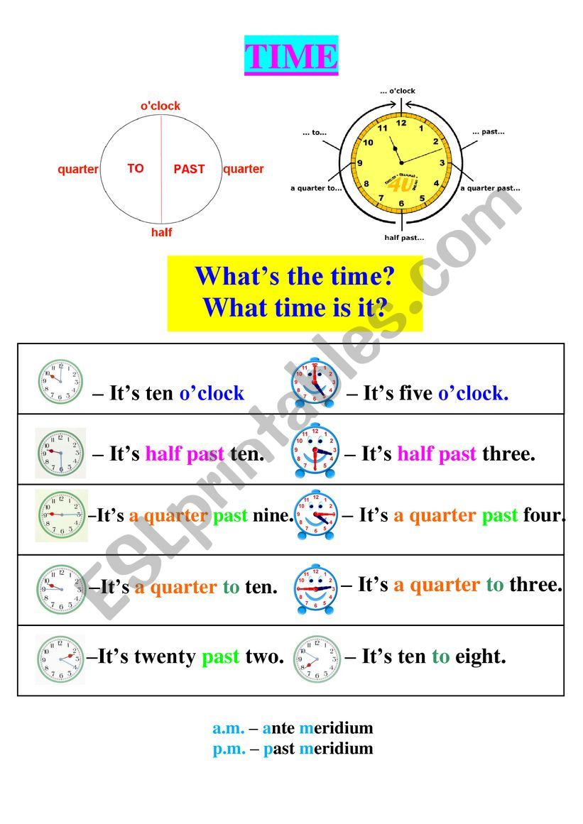 asking the time worksheet