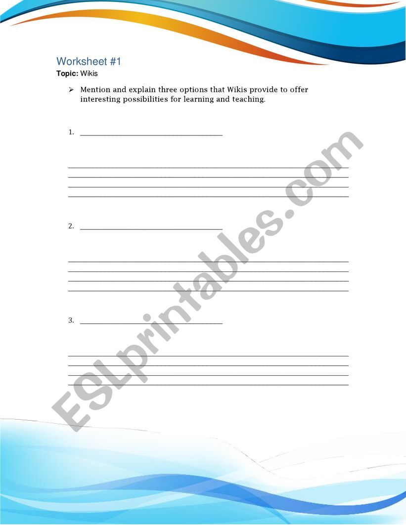Wikis  worksheet