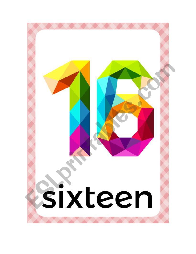 Flashcards - Numbers From 16 To 20