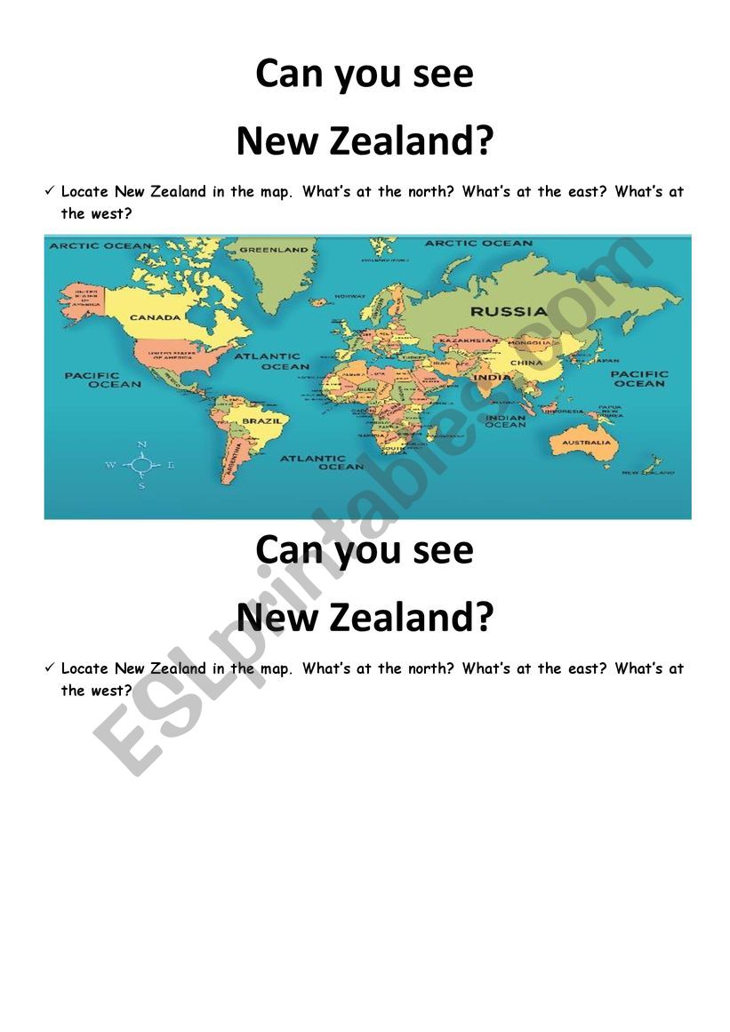 Can you spot New Zealand? worksheet