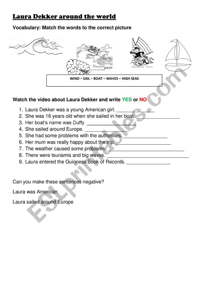 Laura Dekker around the world worksheet