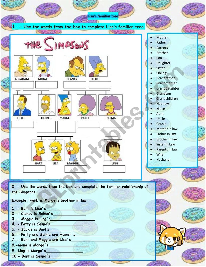 Family tree worksheet