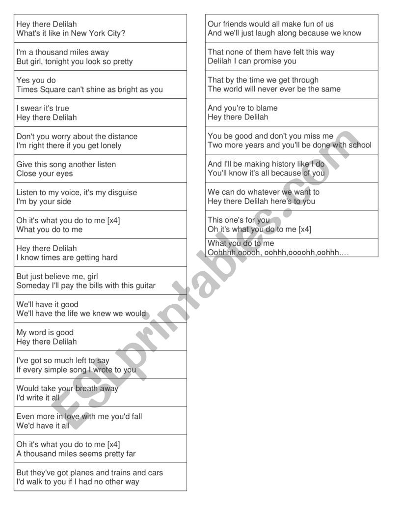Hey there Delilah worksheet