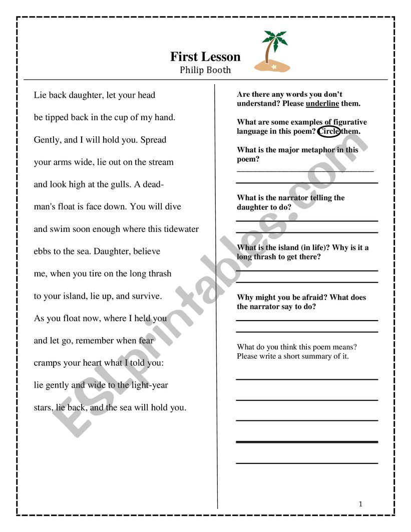 Poetry Set  worksheet