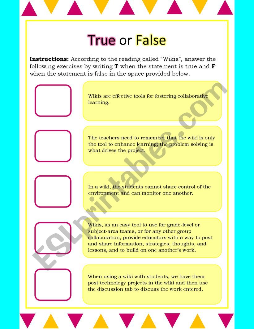 Wikis worksheet