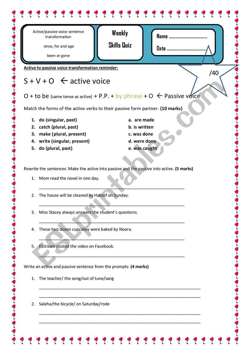 Week 7 Skills quiz for A2 worksheet